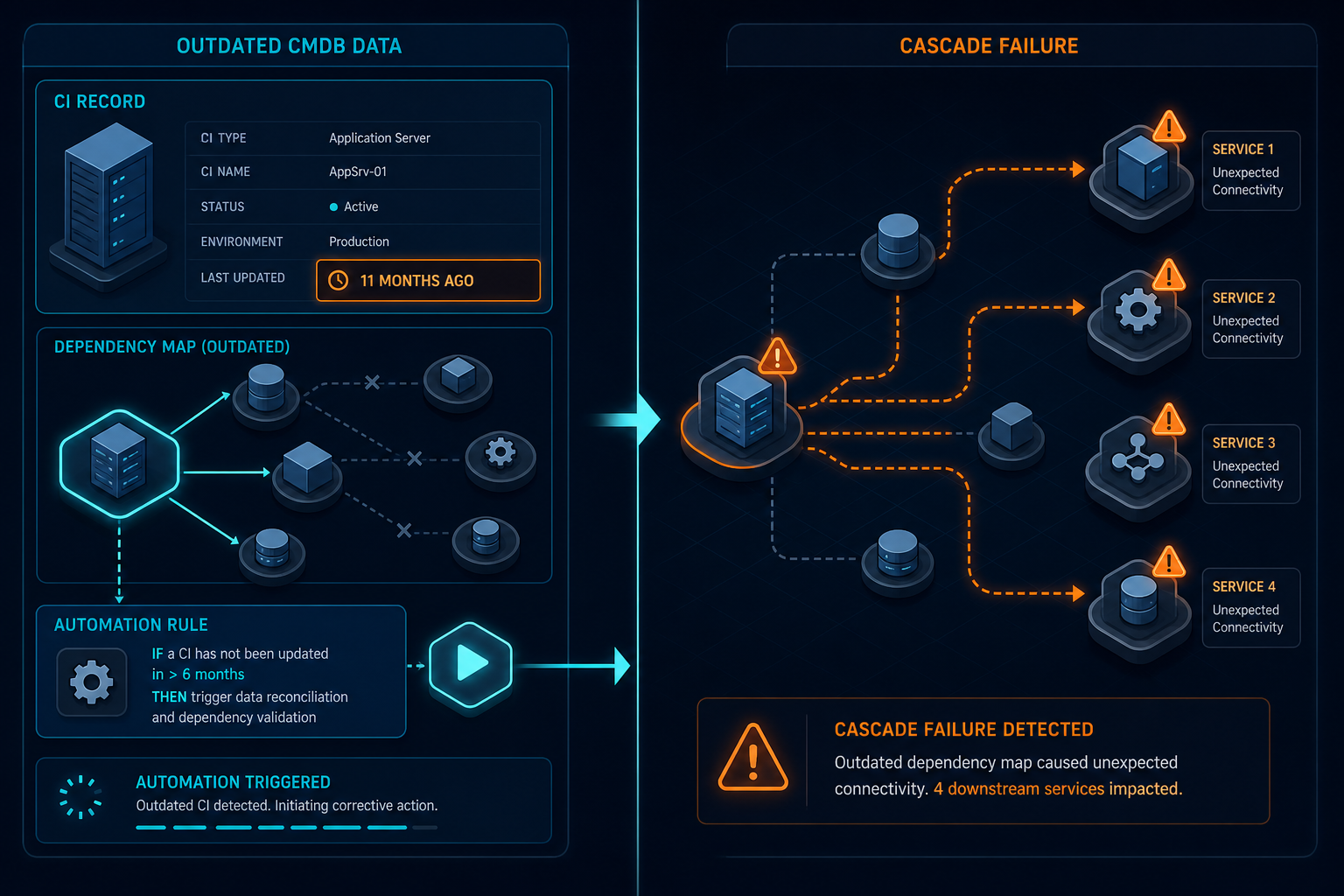 Conceptual Diagram Showing An Automation — Virima Blog Paused Automation Program Fixed Cmdb First