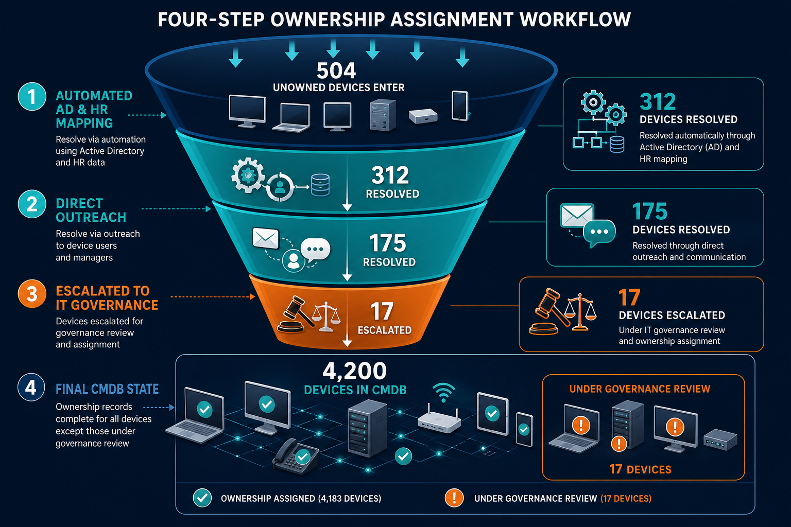 Conceptual Diagram Showing The Four Step — Virima Unowned It Assets Audit Risk