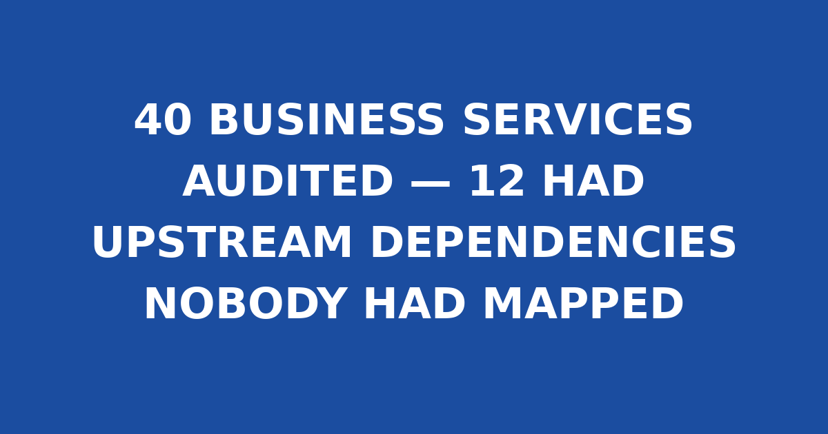 40 BUSINESS SERVICES AUDITED — 12 HAD UPSTREAM DEPENDENCIES NOBODY HAD MAPPED