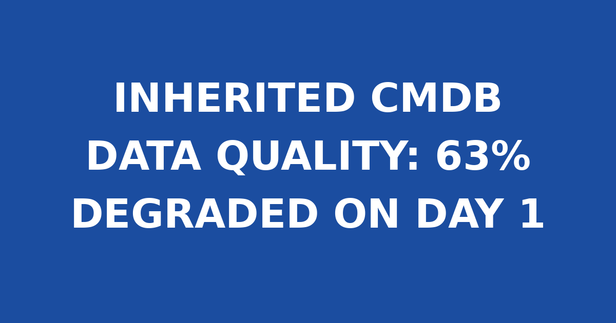 INHERITED CMDB DATA QUALITY: 63% DEGRADED ON DAY 1