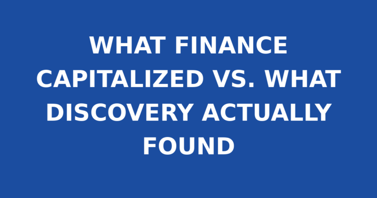 WHAT FINANCE CAPITALIZED VS. WHAT DISCOVERY ACTUALLY FOUND